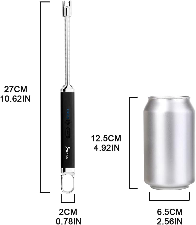 SUPRUS Encendedor USB recargable de arco eléctrico con interruptor de seguridad, cuello flexible de 360, parrilla sin llama, encendedores largos