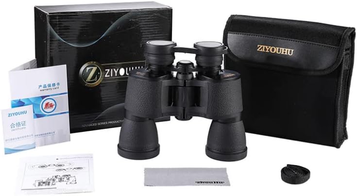 Binoculares de alta potencia de 20 x 50, prismáticos de alta potencia para adultos, visión nocturna con poca luz, impermeable, HD (10 x 50 – negro)