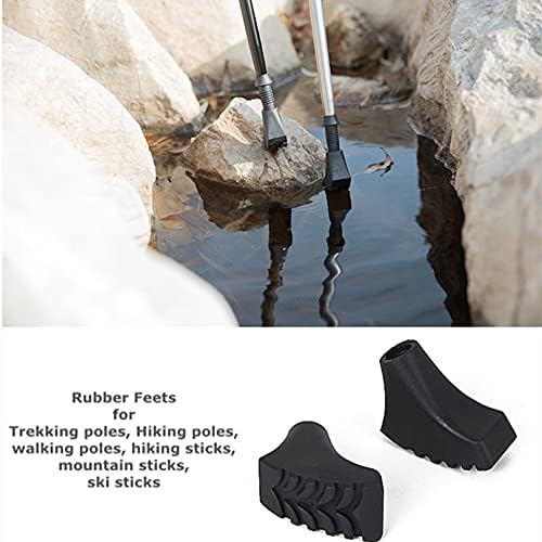 Walking Stick Tips Rubber 4pcs Trekking Pole Tips Replacement- Rubber Feet for Hiking Poles, Walking Sticks, Trekking Poles  Rubber Tip for Walking