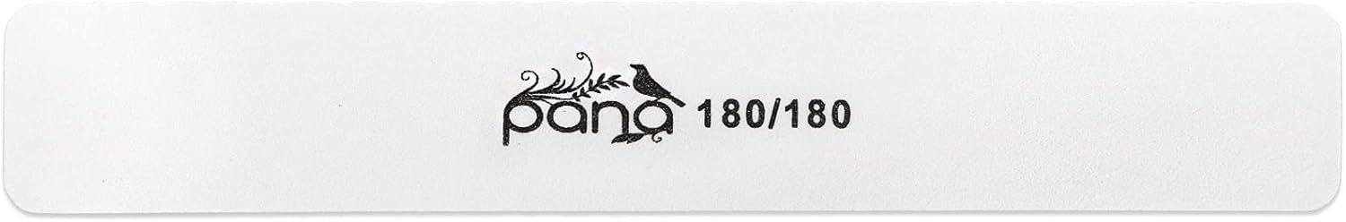 PANA Lima de uñas Emery Jumbo de doble cara para manicura, pedicura, uñas naturales y acrílicas, color blanco (grano 180180), paquete de 50 unidades