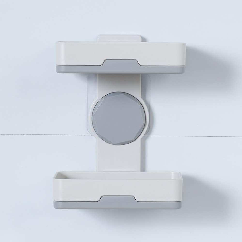 Jabonera adhesiva fuerte de doble capa, soporte de jabón de ducha extraíble sin taladros para ducha, baño, bañera, cocina (blanco)