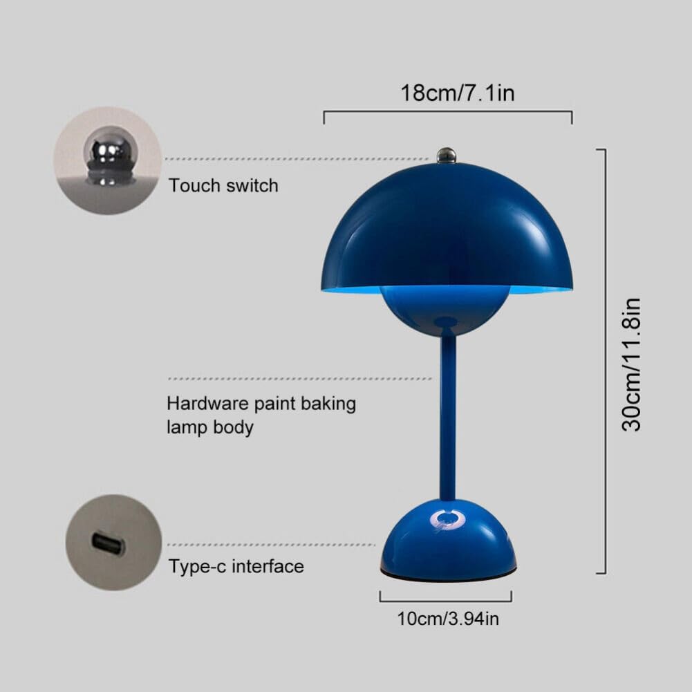 Lámpara de escritorio inalámbrica Flower-Bud LED Touch USB Dimming Mesa Dormitorio Luz de noche tipo C (amarillo)