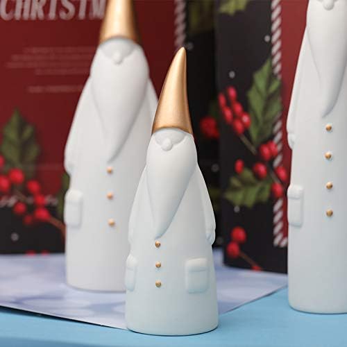 Simplifi-Life – Juego de 3 figuras de Papá Noel (cerámica, hechas a mano), color blanco