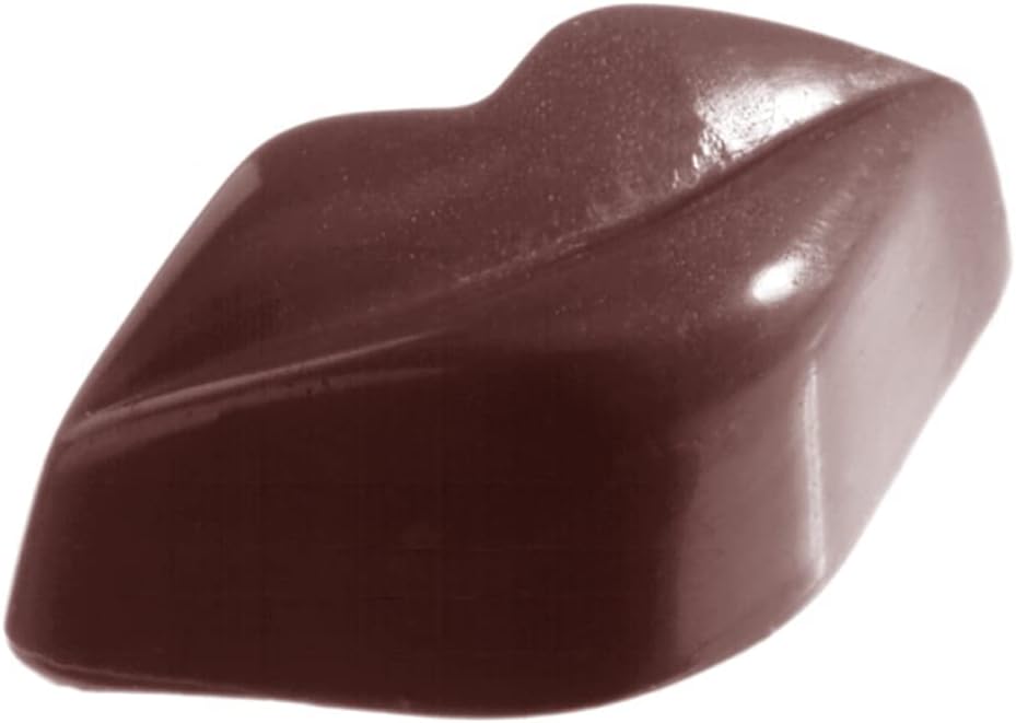 Molde de policarbonato para chocolate 1296 con 21 cavidades de labios de 1.024 in x 1.929 in x 0.669 in de alto