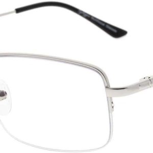 Eyekepper Gafas de lectura progresivas de media llanta con lentes multienfoque anti UV para hombre, marco de memoria flexible, color plateado Eyekepper Gafas de lectura progresivas de media llanta con lentes multienfoque anti UV para hombre, marco de memoria flexible, color plateado