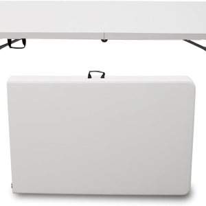 Plainsity Mesa plegable de plástico de 8 pies  Mesa de comedor portátil, plegable y resistente para fiestas, bodas, barbacoas, campamentos, eventos Plainsity Mesa plegable de plástico de 8 pies  Mesa de comedor portátil, plegable y resistente para fiestas, bodas, barbacoas, campamentos, eventos