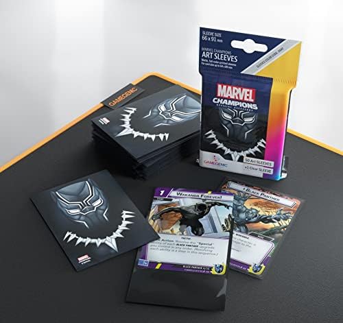 GameGenic Marvel Champions The Card Game – Fundas oficiales de Black Panther Art  Paquete de 50 fundas artísticas y 1 funda transparente  Soporte