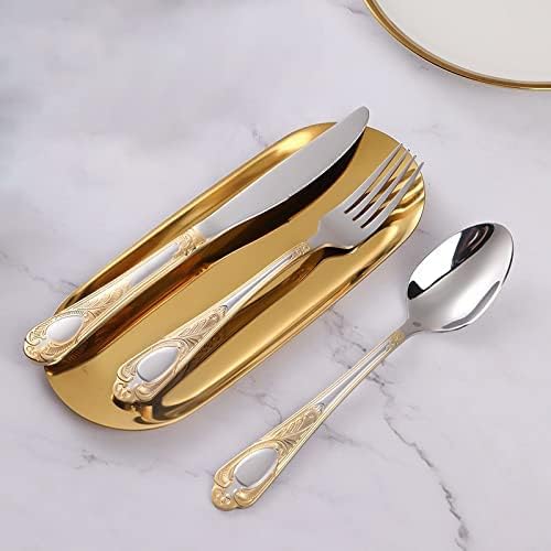 Juego de cubiertos para 6 cubiertos de acero inoxidable de lujo estilo antiguo pulido con 24 piezas para el hogar, cocina, fiesta, restaurante,