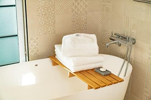 FluffCo Toalla de hotel de lujo  Toalla de baño de alta calidad altamente absorbente hecha de 100% algodón  Toalla blanca súper suave con borde de