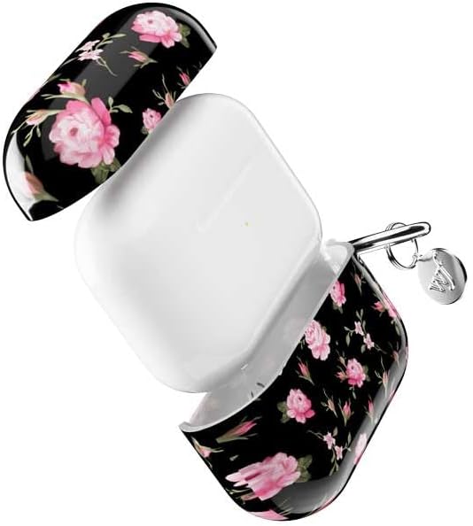 Wildflower Fundas – Funda para AirPods Pro Gen 2 con diseño floral negro y rosa, compatible solo con Apple Airpods Pro Gen 2  Linda, moderna,