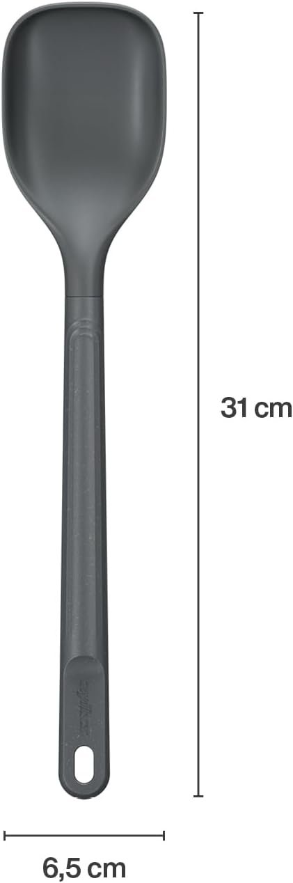 Zyliss E980228 Cuchara de cocina mediana, paja de trigo sosteniblenailon, antiadherente, cabeza de silicona resistente al calor, utensilio de