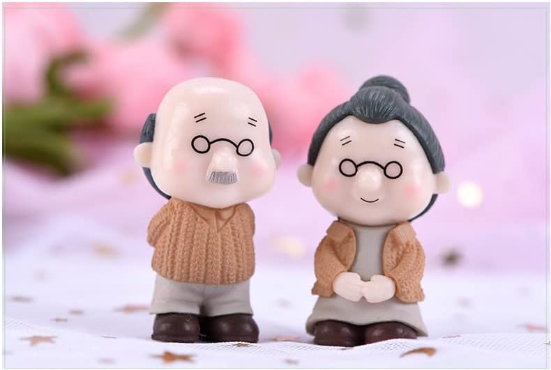 Paquete de 4 figuras de abuelo y abuela, pareja de ancianos, resina, abuelo, marido, esposa, estatua de abuelos, padres, figura para regalo en