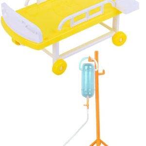 Zerodeko Decoración del hogar, 1 juego para niños, equipo de juego de simulación, cama de hospital en miniatura y botella de infusión modelo, juego Zerodeko Decoración del hogar, 1 juego para niños, equipo de juego de simulación, cama de hospital en miniatura y botella de infusión modelo, juego