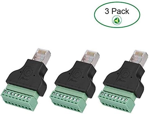 Adaptador de terminal de tornillo, conector Ethernet DVR, conector RJ45 macho a conector de terminal de tornillo de 8 pines de repuesto (paquete de
