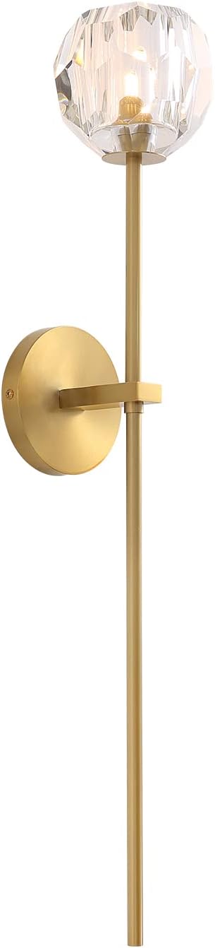 CROSSIO Modern Crystal Wall Sconce Long Strip Brass Wall Mounted Light for Living Room Bedroom Hallway