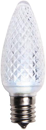Paquete de 25 bombillas LED C9 de repuesto de color blanco puro, bombillas LED de Navidad de color blanco puro, 2 LED SMD en cada bombilla se adapta