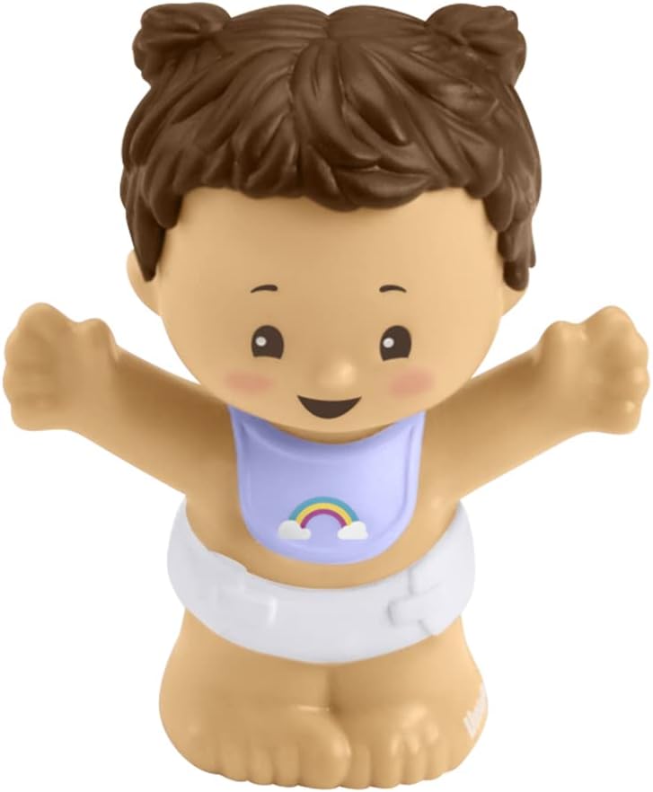 Figura de repuesto para Fisher-Price Little People Snuggle Twins Playset – GKY44  Figura de bebé  Babero con arco iris y coletas