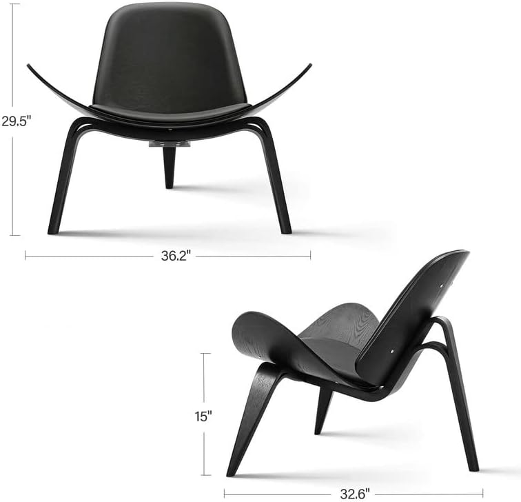 Silla de salón moderna de mediados de siglo, piel sintética, muebles escandinavos, trípode de madera contrachapada, diseño clásico, sillas