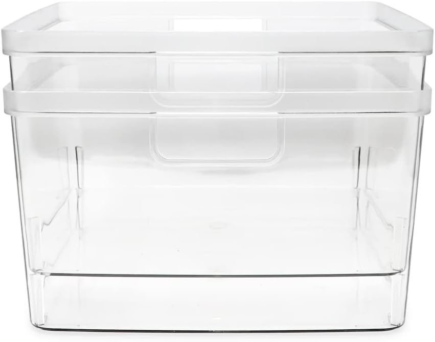 Isaac Jacobs – Paquete de 2 cubos de almacenamiento cuadrados transparentes (10 pulgadas de largo x 10 pulgadas de ancho x 6.1 pulgadas de alto) con