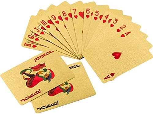 ZZZANA Gold Foil Playing Cards 3 Decks of Cards with Box Plastic Classic Magic Tricks Tool for Luxury Party and Game