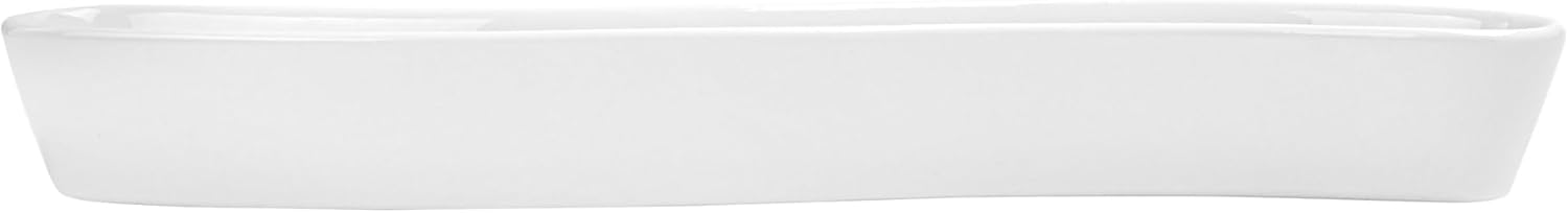 Restaurantware Swerve – Plato de oliva de 10 onzas, 1 bandeja curvada de aceituna, resistente a astillas, canoa de olivo de porcelana blanca, apta