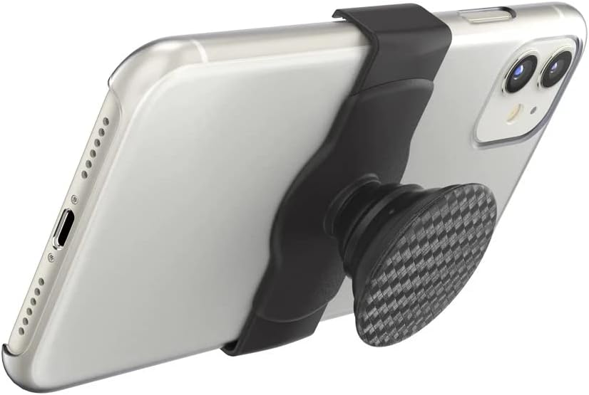 PopSockets – Agarre para teléfonos y fundas, agarre deslizable para teléfono con soporte expandible, bordes cuadrados, tejido de carbonita negra