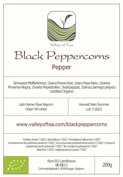 Pimienta negra granos enteros orgánicos – Pimienta negra gourmet – Granos de pimienta negra para recambio de molinillo – Molinillo de pimienta,