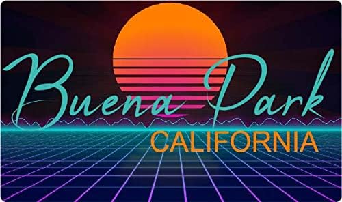 Buena Park California – Imán para nevera, diseño retro de neón de 4 x 2.25 pulgadas