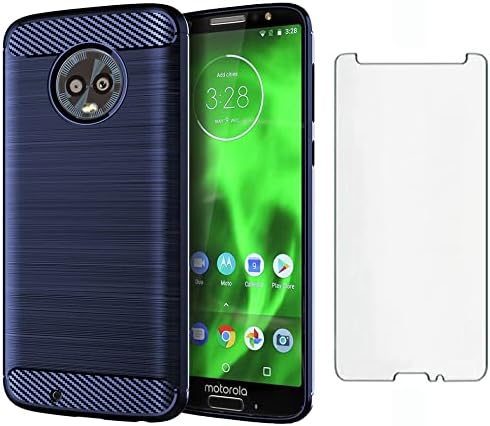 Asuwish Funda compatible con Moto G6 y protector de pantalla de vidrio templado, accesorios de celda, fundas protectoras de silicona para Motorola