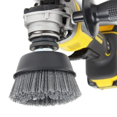 BHA Cepillo de cerdas de nailon con filamentos abrasivos de 4 pulgadas, eje de amenaza 58-11, gris (grano 80)