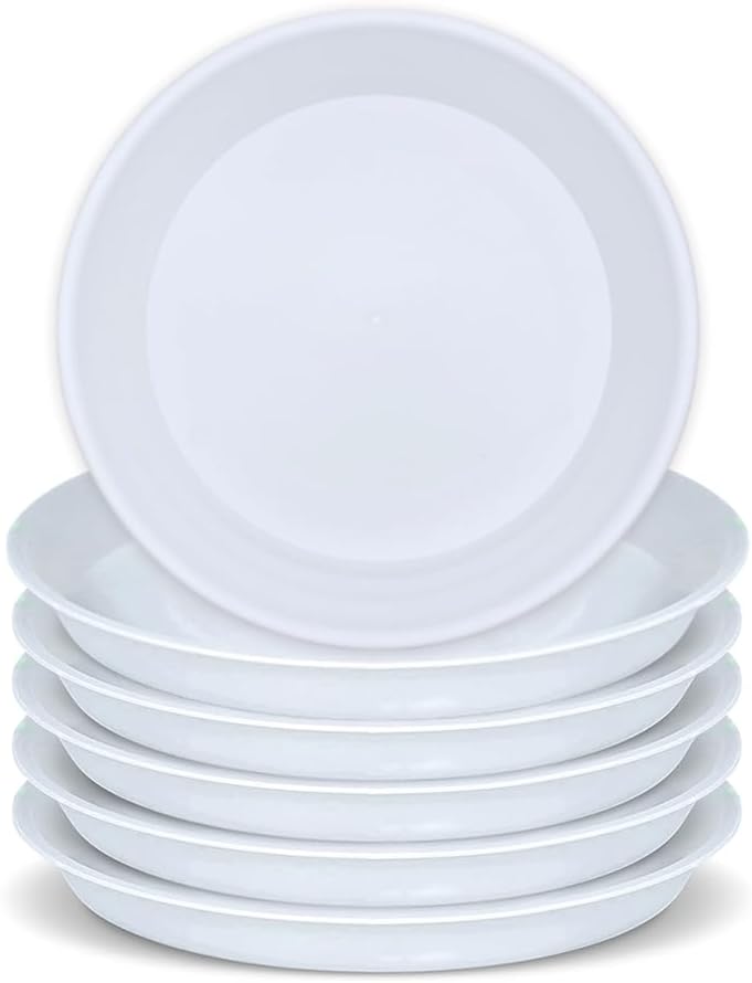 SLS SUPPLY FLORA – Platos duraderos para plantas, paquete de 6 pulgadas, platillo para macetas, elegantes platillos para interiores y exteriores,