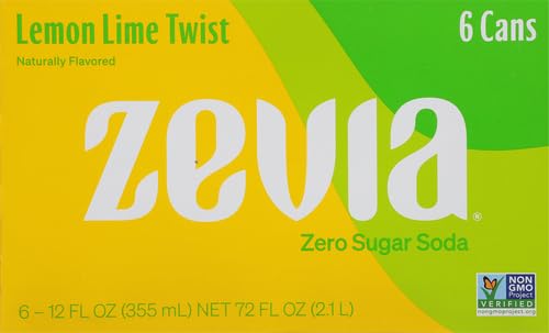 Zevia Soda Zero Calorie, Lemon Lime Twist, latas de 12 onzas (paquete de 6)