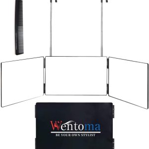 Wentoma Espejo de 3 vías para cortar el cabello, con espejo ajustable 360 y ganchos telescópicos, herramienta profesional de corte de pelo para Wentoma Espejo de 3 vías para cortar el cabello, con espejo ajustable 360 y ganchos telescópicos, herramienta profesional de corte de pelo para