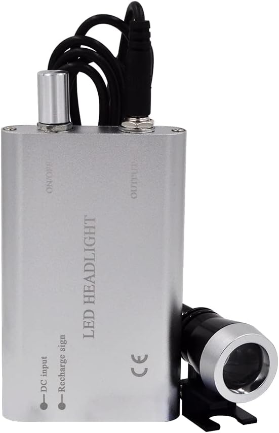Linterna LED portátil recargable para cirugía lupas medical binocular lupas (plateado)