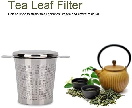 Infusor de té, filtro de filtro de té de acero inoxidable con tapa y asas dobles, infusor de té perfecto para tazas de té de grano de hojas, tazas y