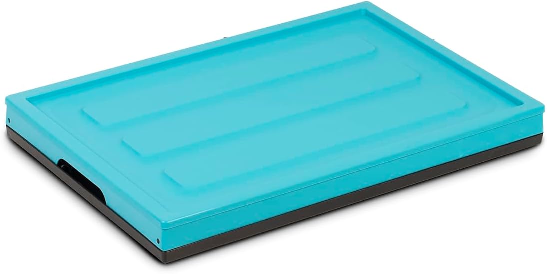 Glad Contenedor de almacenamiento plegable con tapa, caja de plástico plegable de 48 litros para garaje, maletero de coche y organización,
