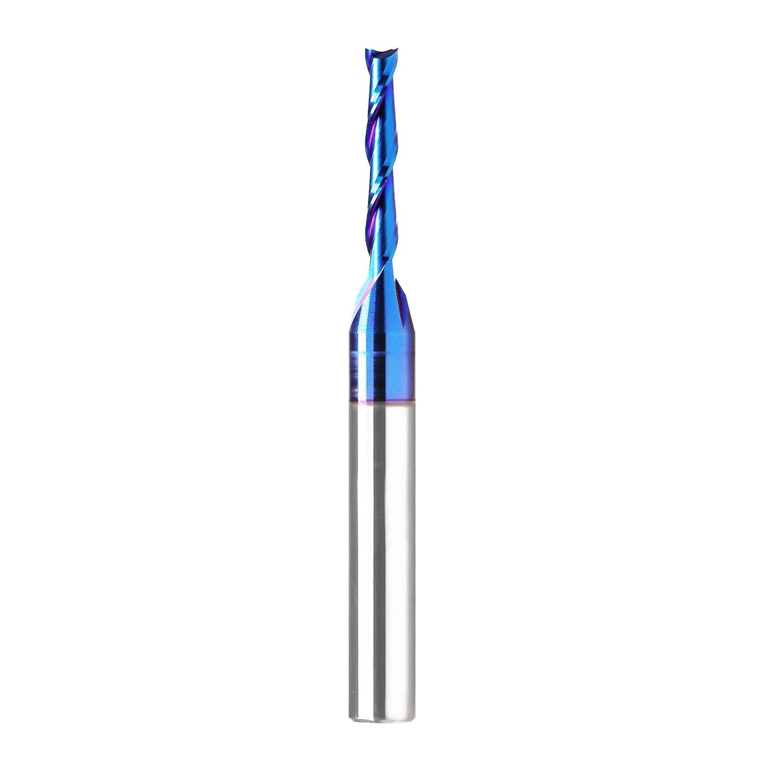 Spiral Router Bits Up Cut 18 inch Cutting Dia 14 inch Shank Solid Carbide End Mill with Nanco Blue Coating CNC Bits for Wood Cut 3D Carving Engraving