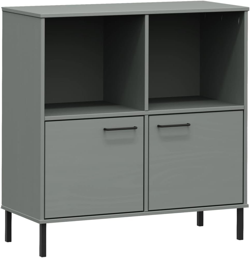 Estantería con patas de metal, estante de almacenamiento de cubo, estantería para dormitorio, cuenta con 2 puertas, cuenta con asas de metal, para