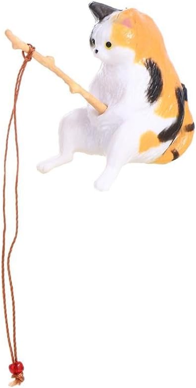 Figura de pesca de gato, mini linda estatua de gato, decoración de pecera, adornos para acuario, figuras en miniatura, estatuas de animales, adornos