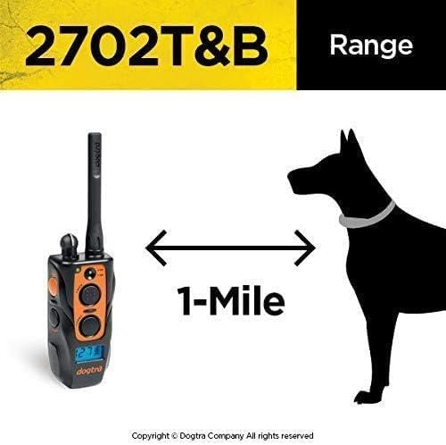 Dogtra 2702T&B Collar electrónico de entrenamiento de perros de largo alcance de 1 milla y 2 perros con sonido remoto para entrenamiento de perros