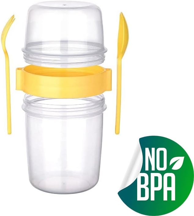 Vasos On the Go, taza para llevar con recipiente para cereales o avena, recipiente portátil para cereales Lux para llevar con tapa superior granola