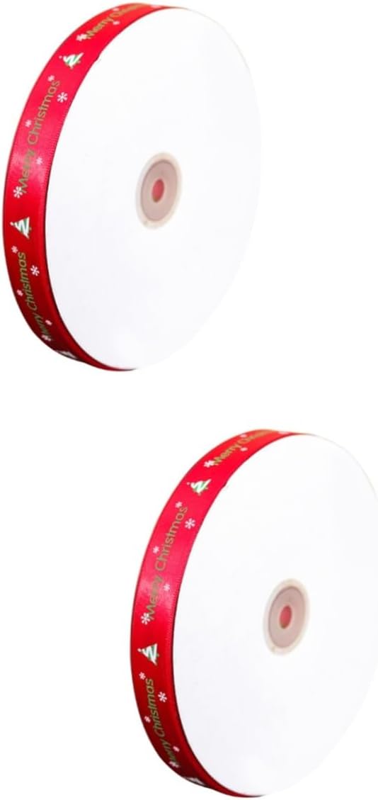EXCEART 2 unids Navidad Impreso Cintas de Alambre Cinta de Satén de Navidad Cinta de Embalaje Cintas Artesanales Cintas de Fabricación de Cintas de