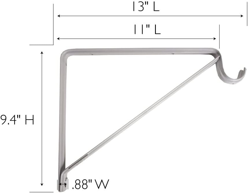 Design House 182725 Soporte clásico para barra de estante para armario, lavandería, baño, dormitorio, garaje o cobertizo, paquete de 3, blanco, 3