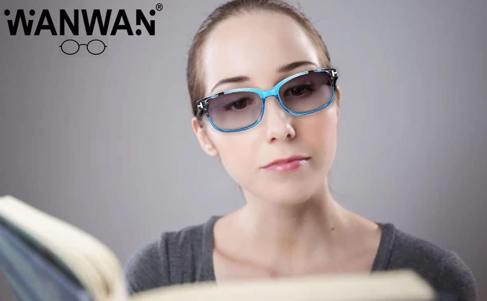 WANWAN Gafas de sol cuadradas vintage para mujeres y hombres, lector con bisagras de resorte