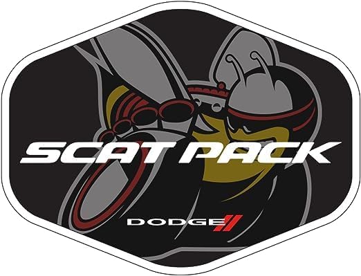Dodge, Mopar, Challenger and Scat Pack Logo Premium Vinilo serigrafiado pegatinas en forma hexagonal Paquete de 6 pegatinas fabricadas en Detroit