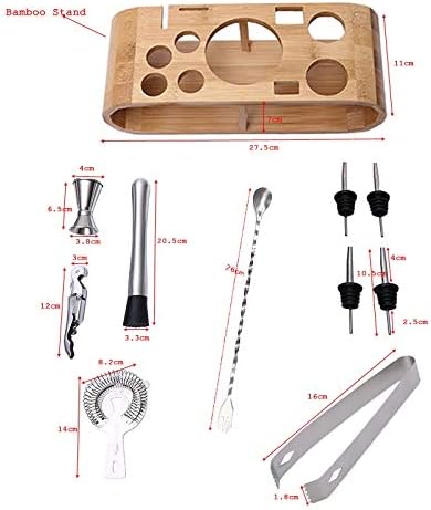 Kit de barman con barra de soporte, juego de coctelera para mezclar bebidas, herramientas de bar, mejor kit de barman para principiantes (color