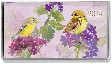 Calendario de bolsillo y bloc de notas 2024 Birds Handy Planner de 3.5 x 6.5 pulgadas, tamaño cerrado, 7 x 6.5 pulgadas, tamaño abierto, calendarios