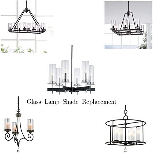 Glass Shade Straight Cylinder Glass Lamp Shade Replacement with Multiple Effects(Bubble Cylinder with Fitter)