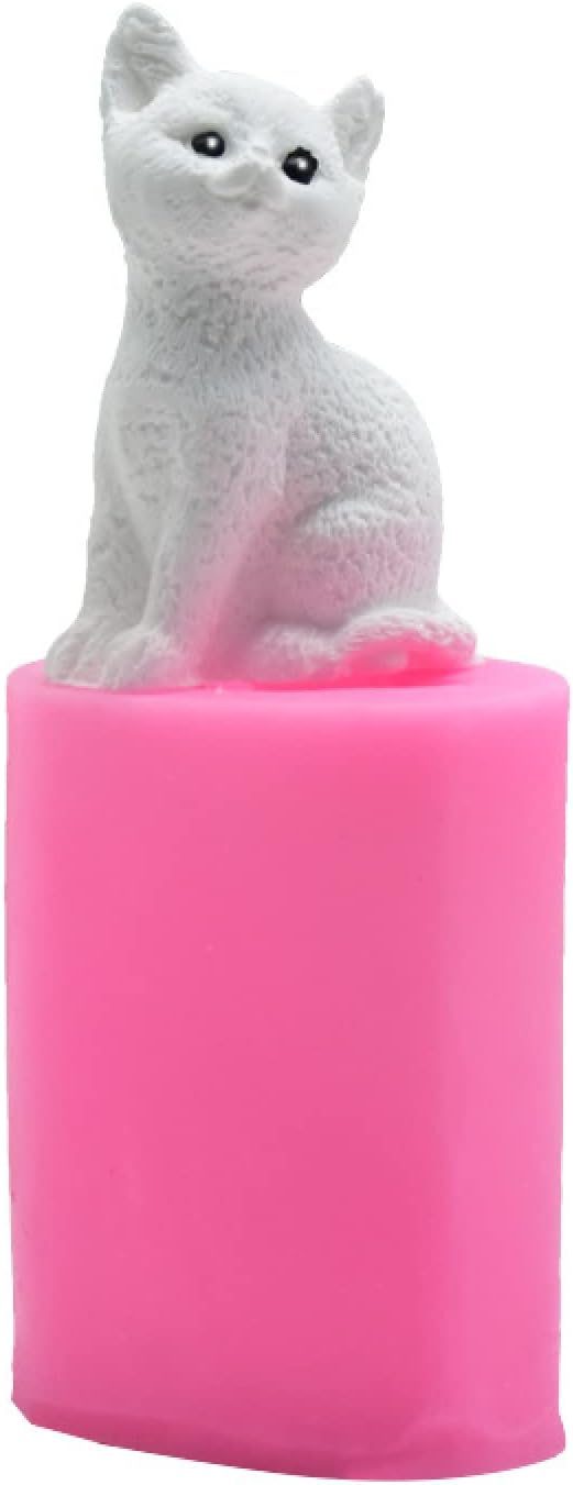 Molde de fondant 2 piezas de molde para velas de gato, molde de silicona para jabón hecho a mano de chocolate