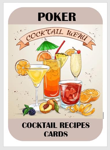 Naipes para beber. Naipes con recetas de cócteles. Naipes de fiesta. Naipes estándar. Cartas de póquer. Cartas de puente.
